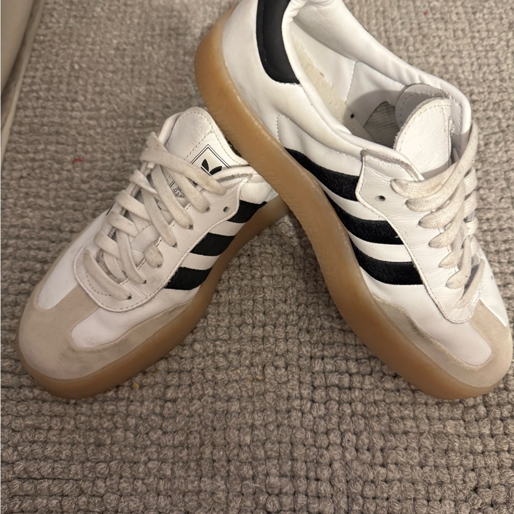 Adidas White and Black Sneakers with Classic Stripes